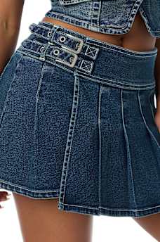DENIM PLEATED SKIRT
