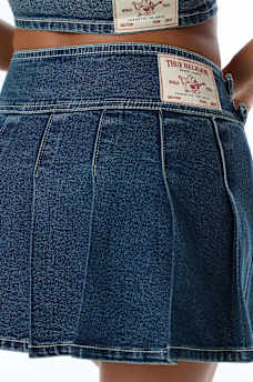 DENIM PLEATED SKIRT