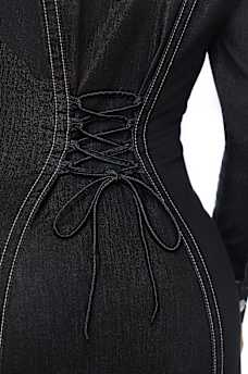 ROBE EN DENIM CINTR&Eacute;E LAC&Eacute;E