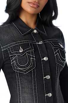 ROBE EN DENIM CINTR&Eacute;E LAC&Eacute;E