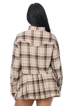 BEDAZZLED RELAXED PLAID SHIRT