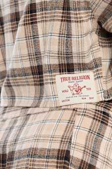 BEDAZZLED RELAXED PLAID SHIRT