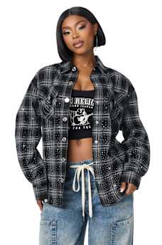 OMBR&Eacute; CRYSTAL PLAID SHACKET