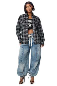 OMBR&Eacute; CRYSTAL PLAID SHACKET