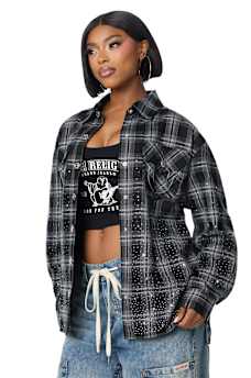 OMBR&Eacute; CRYSTAL PLAID SHACKET
