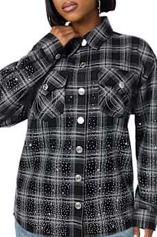 OMBR&Eacute; CRYSTAL PLAID SHACKET