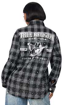 OMBR&Eacute; CRYSTAL PLAID SHACKET