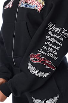 CRYSTAL RELAXED VARSITY ZIP HOODIE