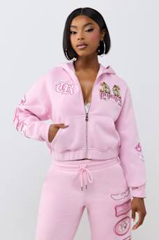 CRYSTAL RELAXED VARSITY ZIP HOODIE