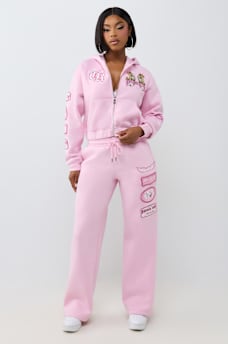 CRYSTAL RELAXED VARSITY ZIP HOODIE
