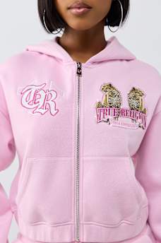 CRYSTAL RELAXED VARSITY ZIP HOODIE