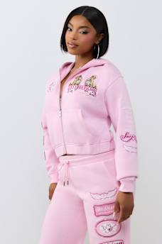 CRYSTAL RELAXED VARSITY ZIP HOODIE