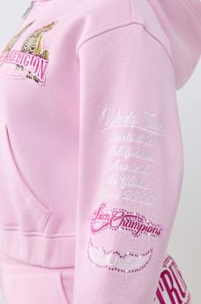 CRYSTAL RELAXED VARSITY ZIP HOODIE