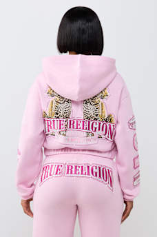 CRYSTAL RELAXED VARSITY ZIP HOODIE
