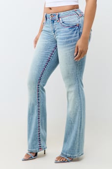 BECCA MID RISE SUPER T FLAP BOOTCUT JEAN