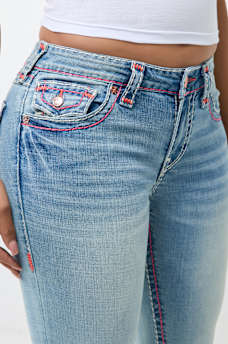 BECCA MID RISE SUPER T FLAP BOOTCUT JEAN