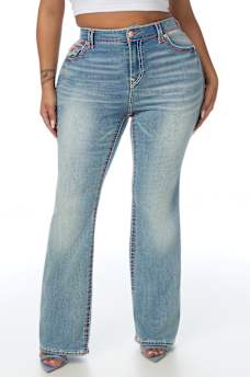 PLUS BECCA MID RISE SUPER T FLAP BOOTCUT JEAN
