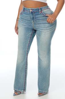PLUS BECCA MID RISE SUPER T FLAP BOOTCUT JEAN