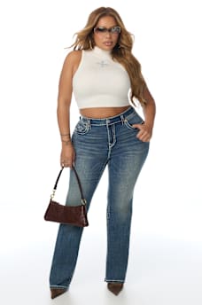PLUS BILLIE MID RISE SUPER T FLAP STRAIGHT JEAN