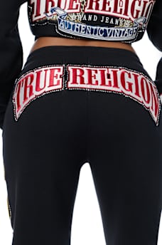 CRYSTAL PATCH MID RISE STRAIGHT LEG SWEATPANT