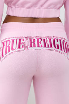CRYSTAL PATCH MID RISE STRAIGHT LEG SWEATPANT