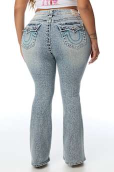 PLUS BECCA MID RISE CRYSTAL SUPER T FLAP BOOTCUT JEAN