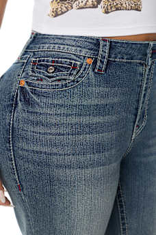 PLUS JOEY MID RISE BIG T FLAP FLARE JEAN