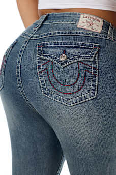 PLUS JOEY MID RISE BIG T FLAP FLARE JEAN