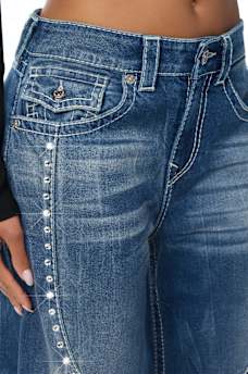 BAILEY MID RISE WESTERN BIG T FLAP BARREL JEAN