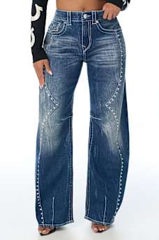 BAILEY MID RISE WESTERN BIG T FLAP BARREL JEAN