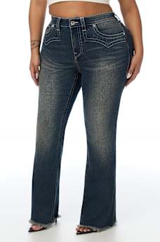 PLUS BECCA MID RISE WESTERN FLAP BOOTCUT JEAN