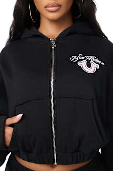 APPLIQU&Eacute; GIRLFRIEND ZIP HOODIE