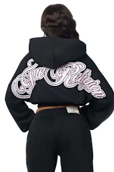 APPLIQU&Eacute; GIRLFRIEND ZIP HOODIE