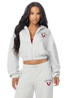 APPLIQU&Eacute; GIRLFRIEND ZIP HOODIE