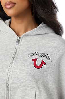 APPLIQU&Eacute; GIRLFRIEND ZIP HOODIE