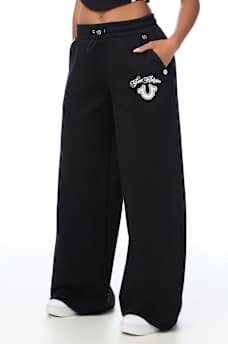 APPLIQU&Eacute; WIDE LEG SWEATPANT