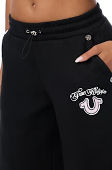 APPLIQU&Eacute; WIDE LEG SWEATPANT