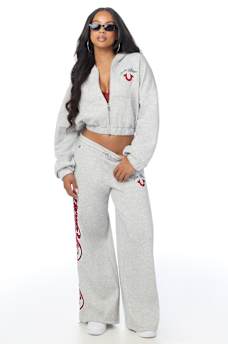 APPLIQU&Eacute; WIDE LEG SWEATPANT