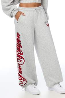 APPLIQU&Eacute; WIDE LEG SWEATPANT