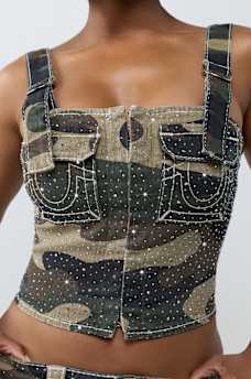 CRYSTAL CAMO BIG T CORSET TOP