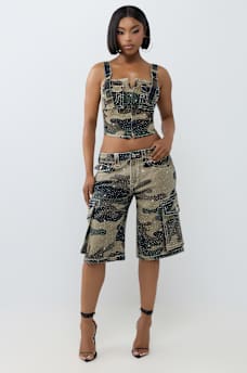 CRYSTAL CAMO BIG T CORSET TOP