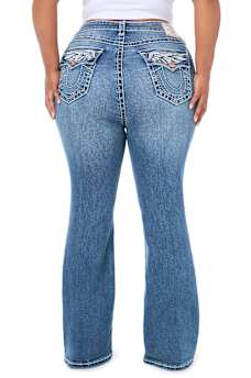 PLUS BECCA MID RISE WING SUPER T FLAP BOOTCUT JEAN