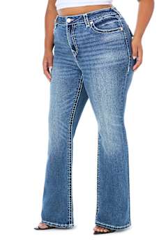 PLUS BECCA MID RISE WING SUPER T FLAP BOOTCUT JEAN