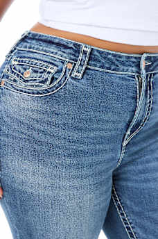 PLUS BECCA MID RISE WING SUPER T FLAP BOOTCUT JEAN