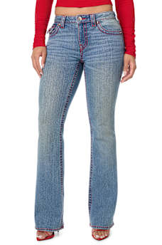 BECCA MID RISE BIG T FLAP BOOTCUT JEAN