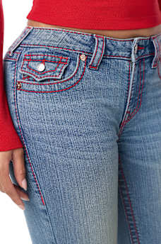 BECCA MID RISE BIG T FLAP BOOTCUT JEAN