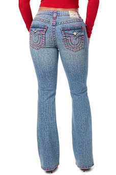 BECCA MID RISE BIG T FLAP BOOTCUT JEAN