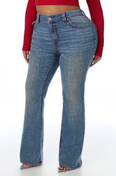 PLUS BECCA MID RISE BIG T FLAP BOOTCUT JEAN