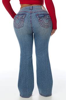 PLUS BECCA MID RISE BIG T FLAP BOOTCUT JEAN
