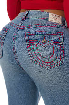 PLUS BECCA MID RISE BIG T FLAP BOOTCUT JEAN